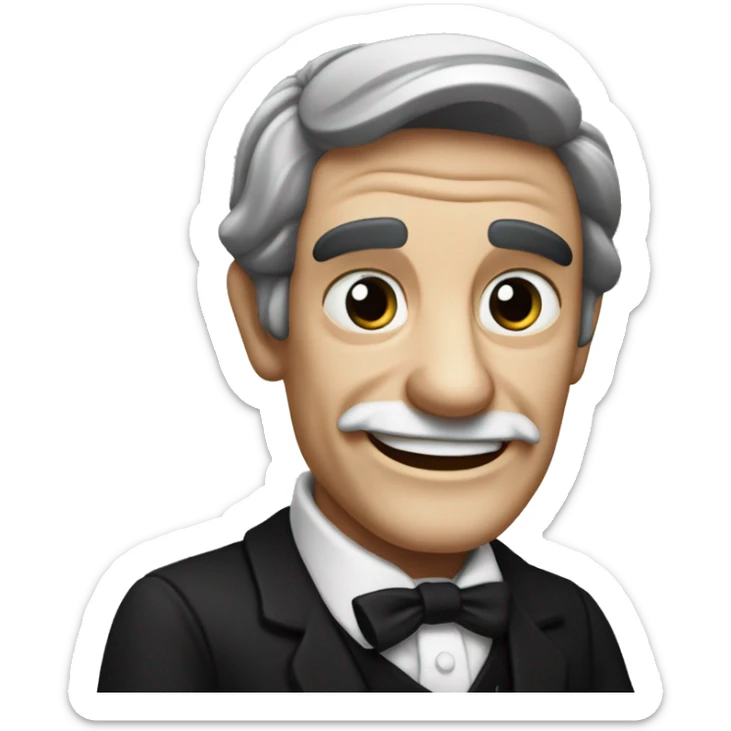 Ralph Waldo Emerson with thumbs up with a little frown and black clothes sticker