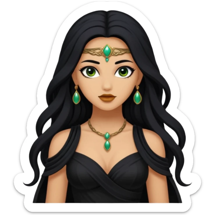  Achlys, Poison Goddess from Rome Mythology with long black hair, black outfit sticker
