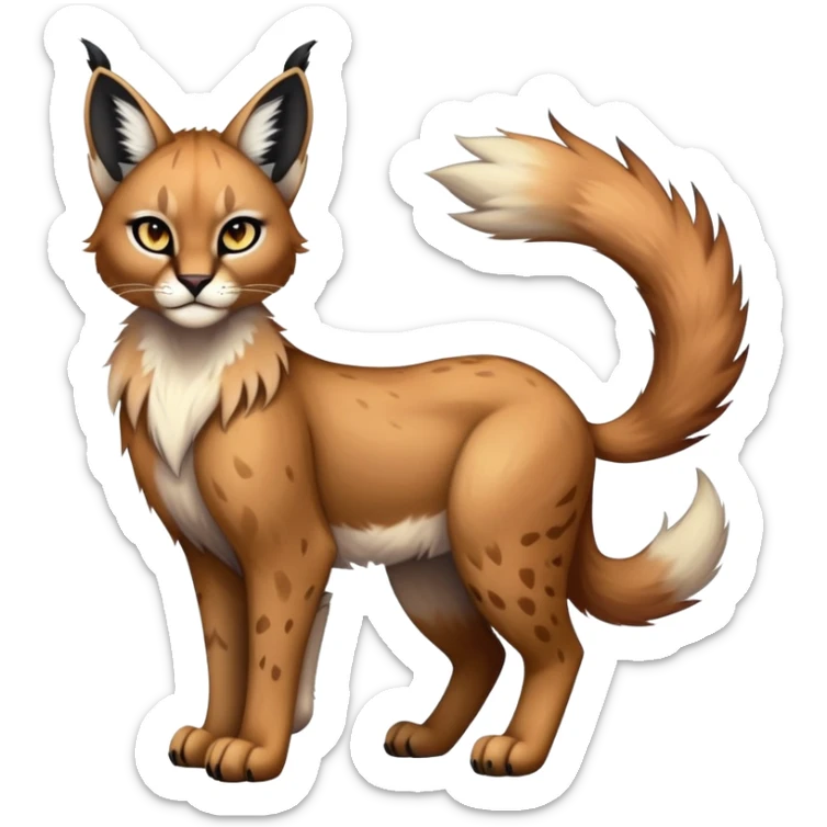 Vibrant dark edgy gothic Falvie-Fionbri-Bobcat-Caracal-creature-sparkle-feline-fursona, full body sticker