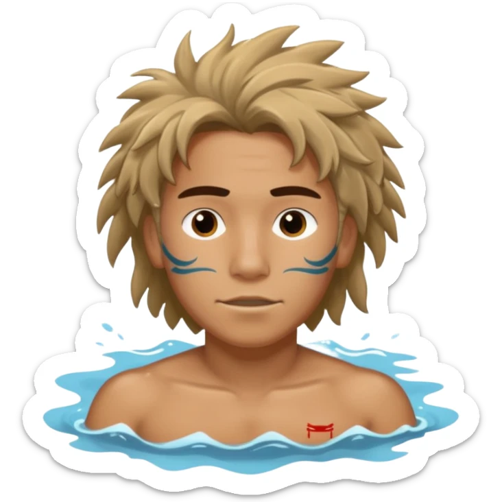Lifeguard Native American Teenager with messy hair swimming to rescue someone sticker