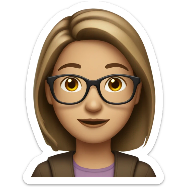 Light brunette hair girl with highlights and brown glasses carrying books  sticker