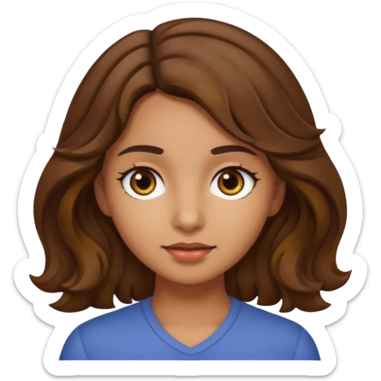 Girl with Brown wavy hair and brown eyes with olive skin  sticker
