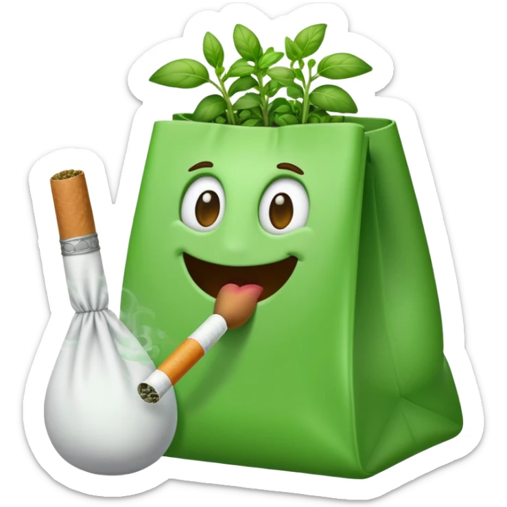 Make a emoji with a white cigarette in it’s mouth with a bag of oregano next to him sticker