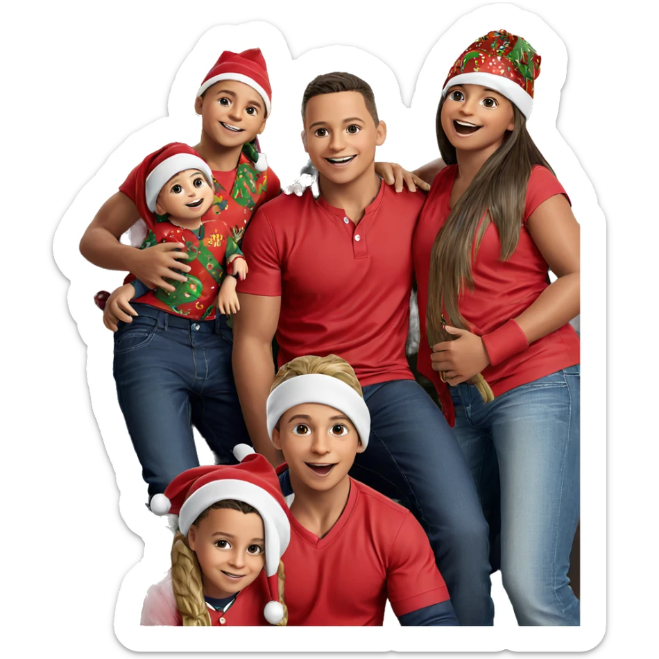 festive boys by the tree sticker