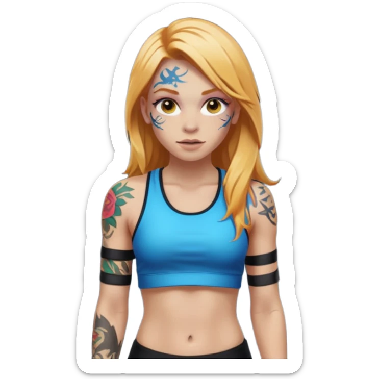 girl with long blonde hair and tattoos and an athletic ginger girl ravers sticker