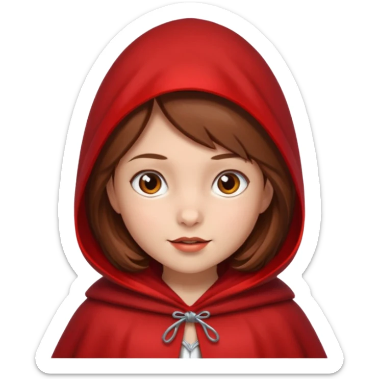little red riding hood with brown hair 10 years old girl sticker