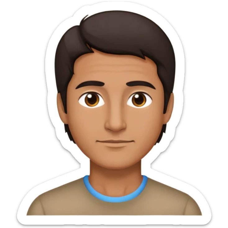 52, tan skin, black and brown hair, short, no facial hair  sticker