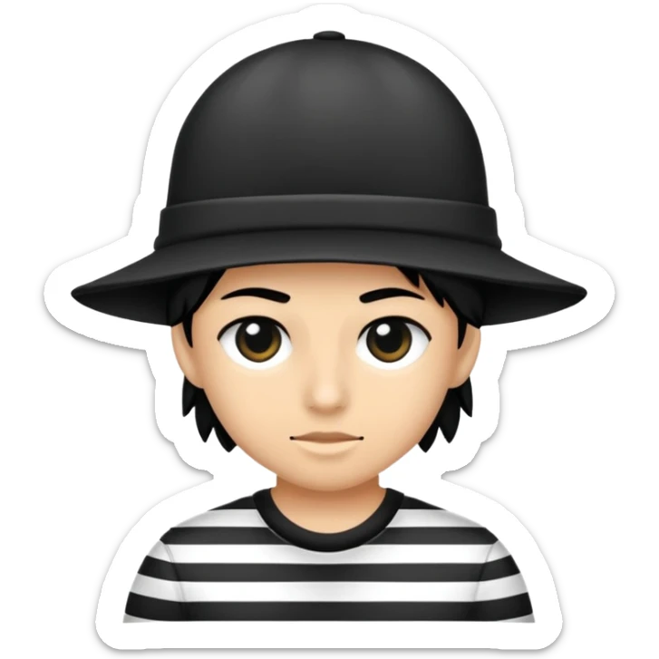 Un ladrón con camisa de rallas negras y blancas una máscara en los ojos y un gorro negro sticker