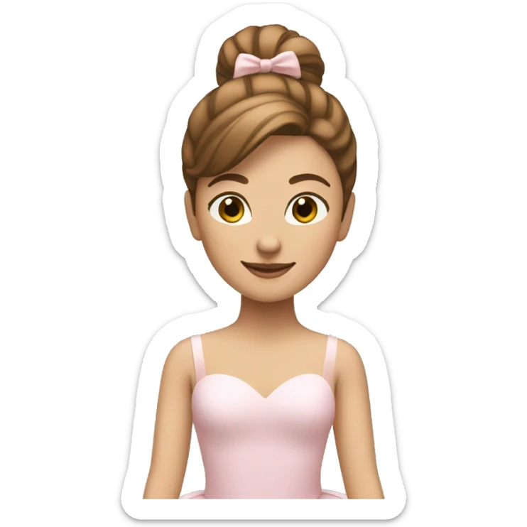 woman dancing emoji iOS light skin, brown hair up in ballerina bun sticker