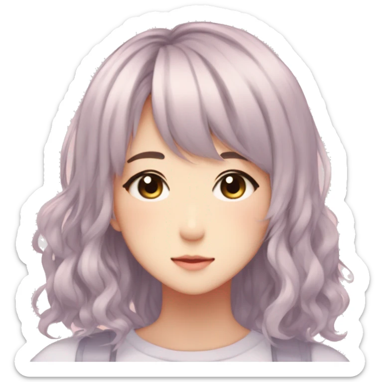 Gorgeous pastel anime style shojo tomboy with blushing face aesthetic trending style outside sticker