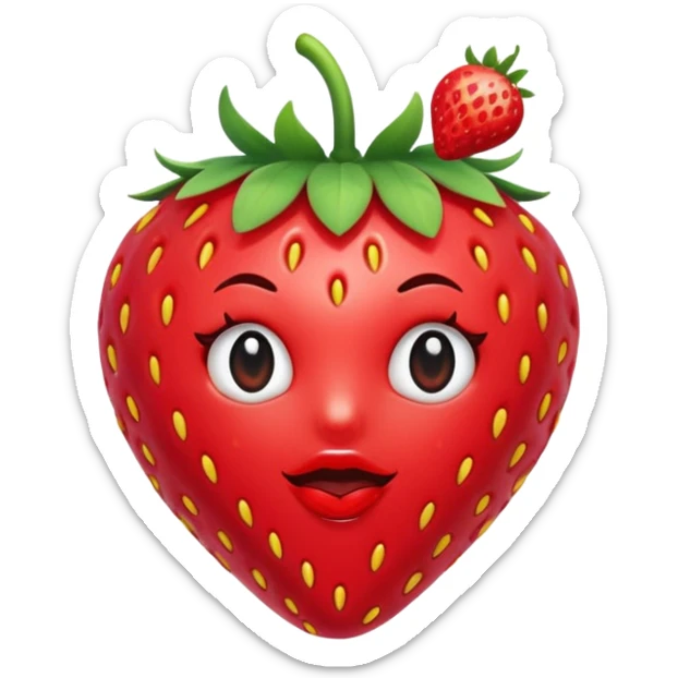 strawberry 🍓 and red kiss 💋 fashioned stylish little emoji for “slay” reaction sticker