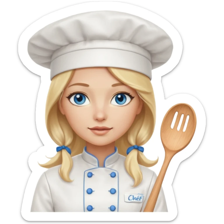 Sexy Long Blonde hair blue eyed female chef sticker