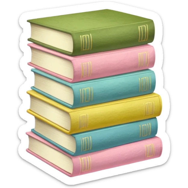 stack of white/baby blue/baby pink/baby yellow/baby matcha green books sticker