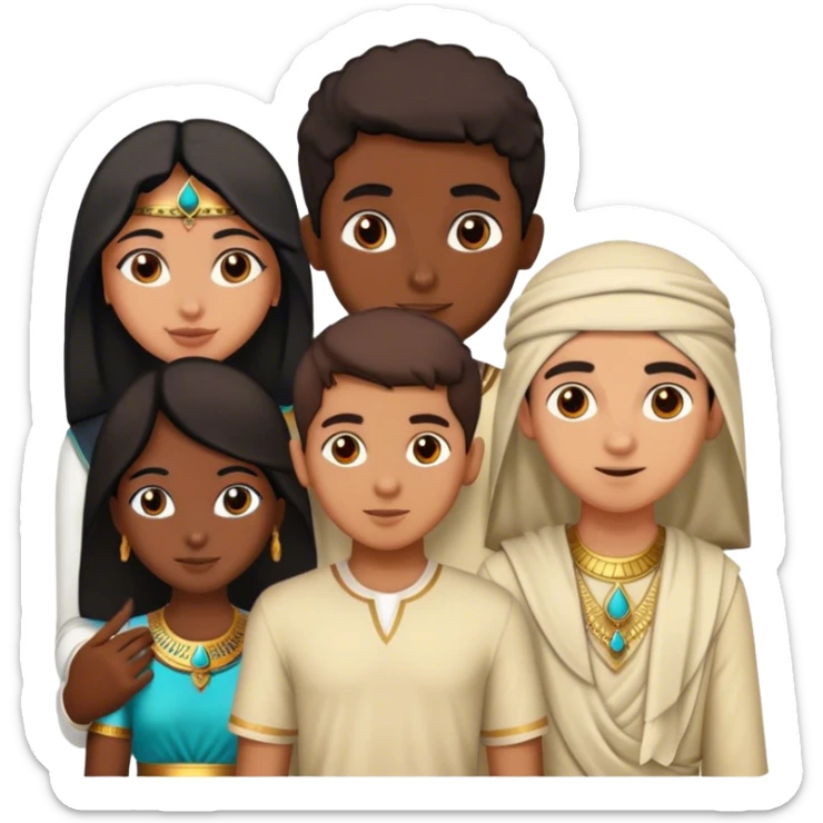 4 bestfriends, 1 indian girl, 1 Egyptian boy, persian girl 1 moroccan boy 1 black boy sticker