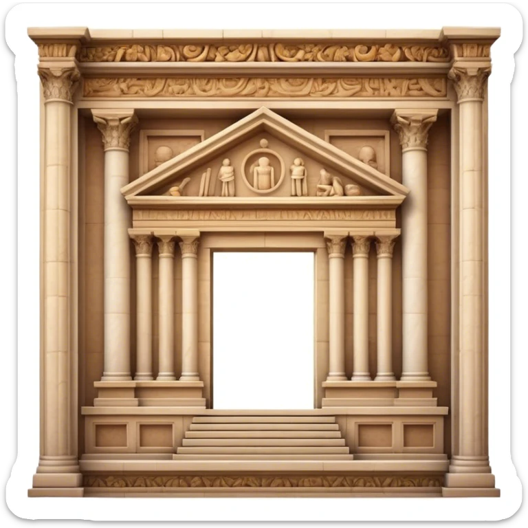 Cinematic Realistic Library of Celsus Landmark Emoji, depicted with an ornate ancient facade rendered with lifelike textures and warm, historical lighting. sticker