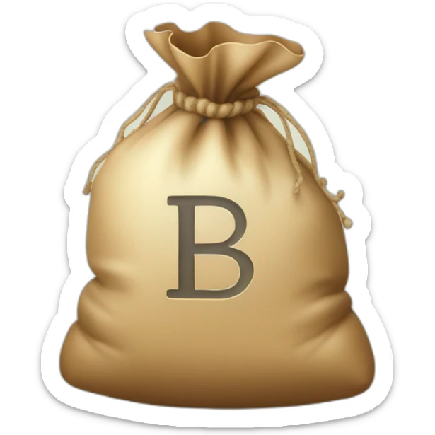 Money bag with letter ₸ in the center of the bag sticker