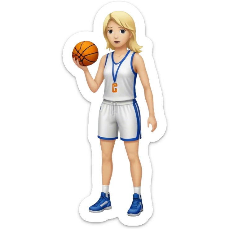 Full Body white female basketball head coach with blonde hair  sticker