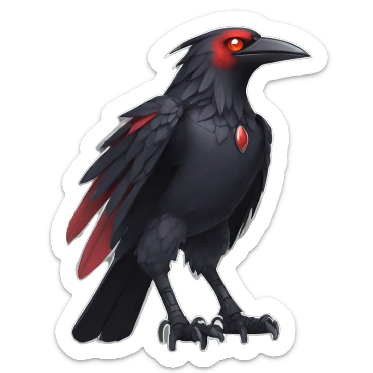 cool edgy black punk red nargacuga-crow-raven-cat-animal hybrid Fakemon collar full body sticker