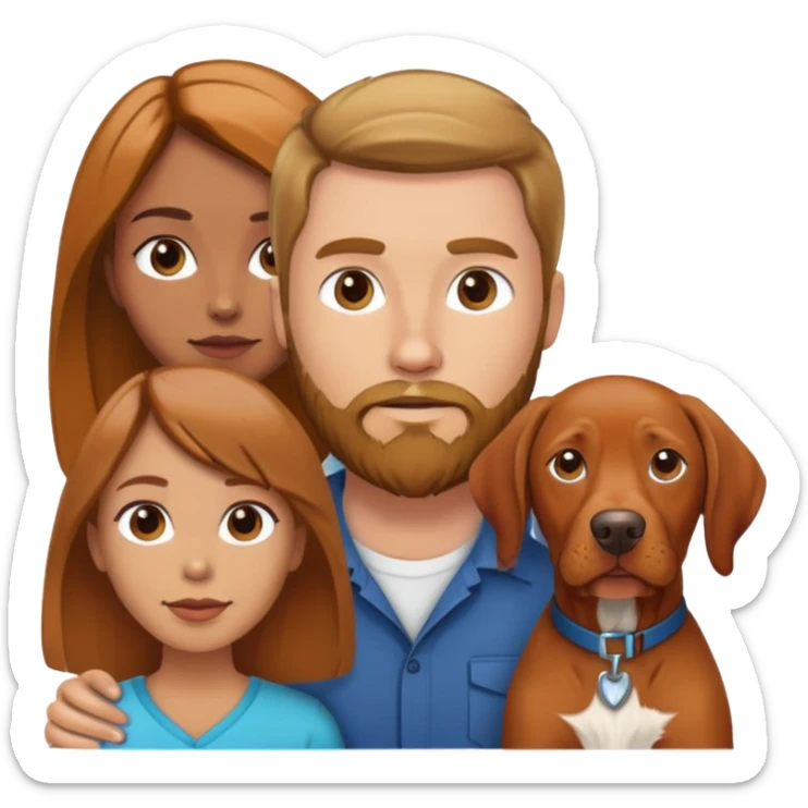 Highlight hair tan female and light brown hair white male with beard and vizsla female sticker