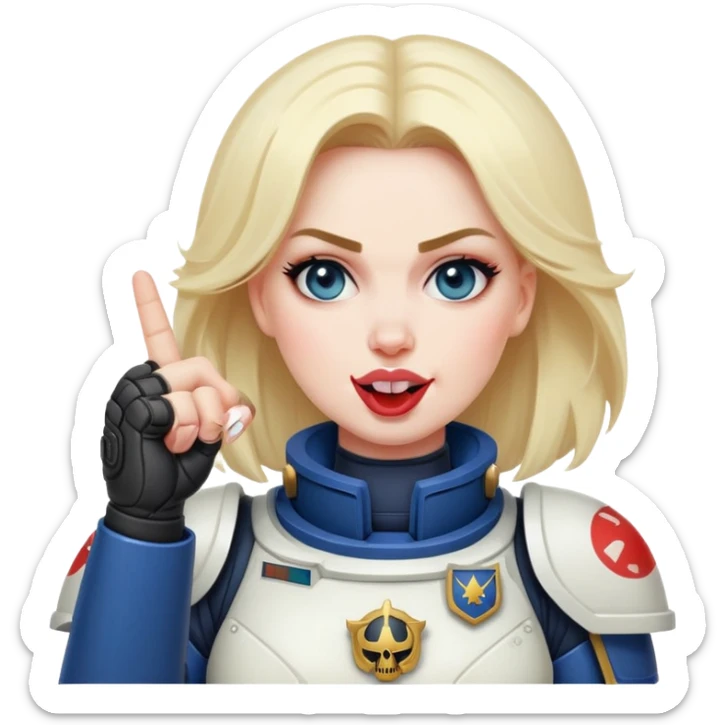 woman space marine crossed out middle finger and face with tongue out wink eye sticker