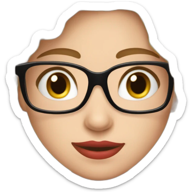 quiero un emoji de una chica blanca catira cabello largo de lentes con montura roja, vestida de peluquera sosteniendo un peine y una tijera sticker