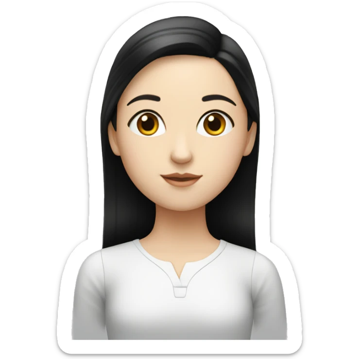 A white girl with straight black hair revising for her French A-levels sticker