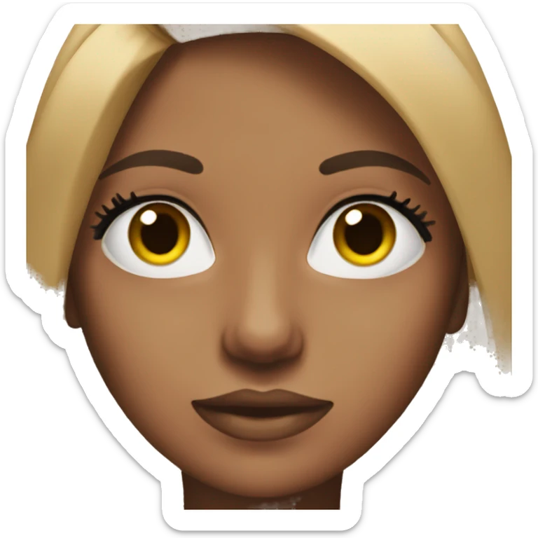 Girl with straight brunette hair and fake lashes  sticker