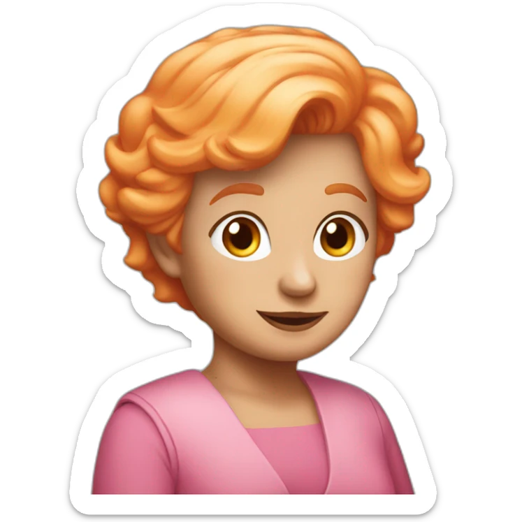 Donald trump with short orange hair and 70 years old wearing a pink dress sticker