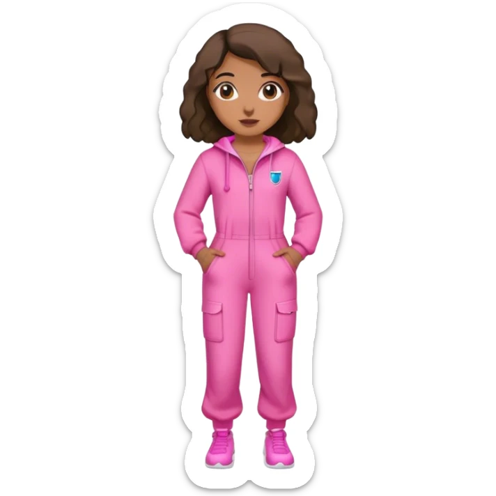 Dominican  girl full body in pink jump suit￼ sticker