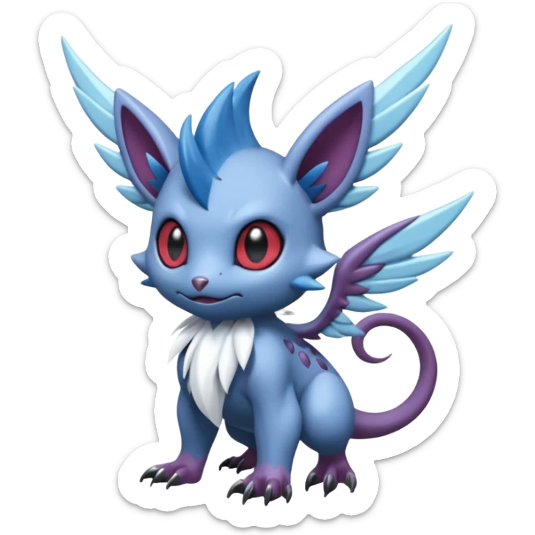 Elemental plum-plumed dark dusky mechanica fairy-like fantasy epic rare Glalie-Sneasel-Togetic-Pokémon-Fakémon-hybrid-creature sticker