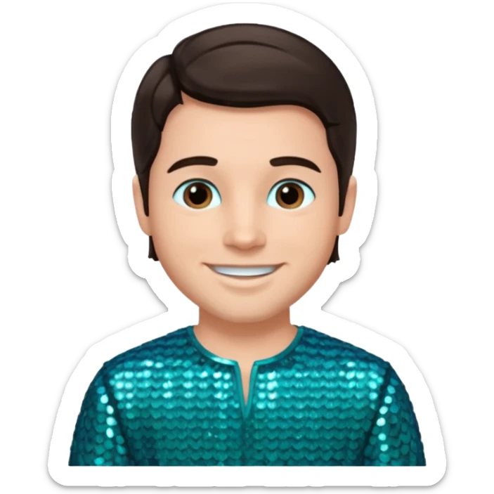 Daniel from The Bible with dark brown hair, teal sequin outfit sticker