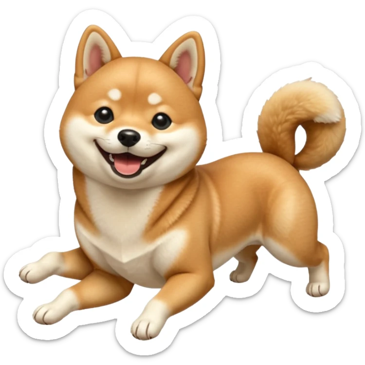  shiba inu, qui est mdr et se roule à terre les 4 pattes en l'air, avec sa queue en tire bouchon sticker