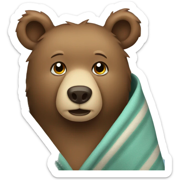 bear cozy in blanket sticker