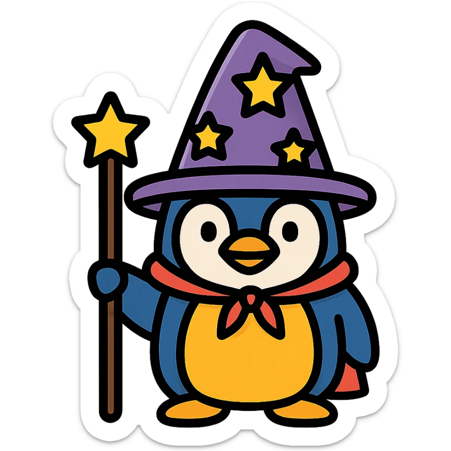 penguin wizard sticker