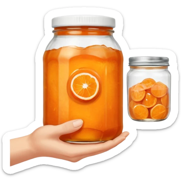 Una mano dimessa che porge un barattolo di marmellata  sticker