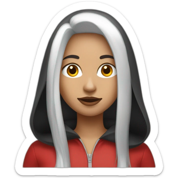 red-ridding-hood-long-straight-black-hair-with-white-streak-hair sticker