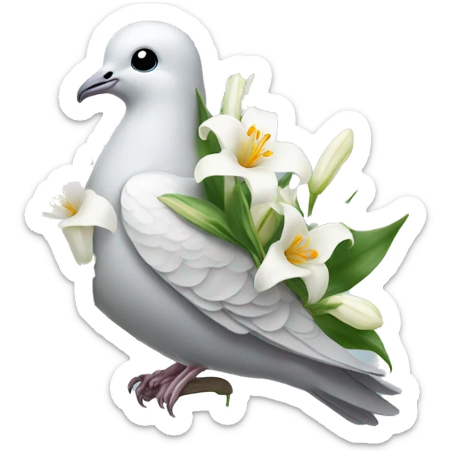 dove of peace holding lilies of the valley in its beak sticker
