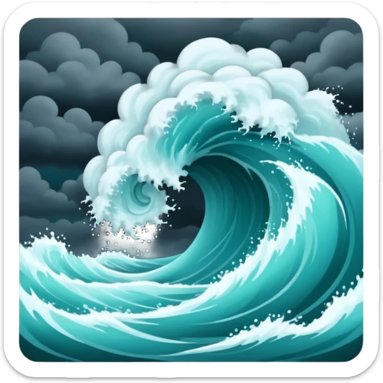 Swirl storm coming out of the water mark the colur teal sticker