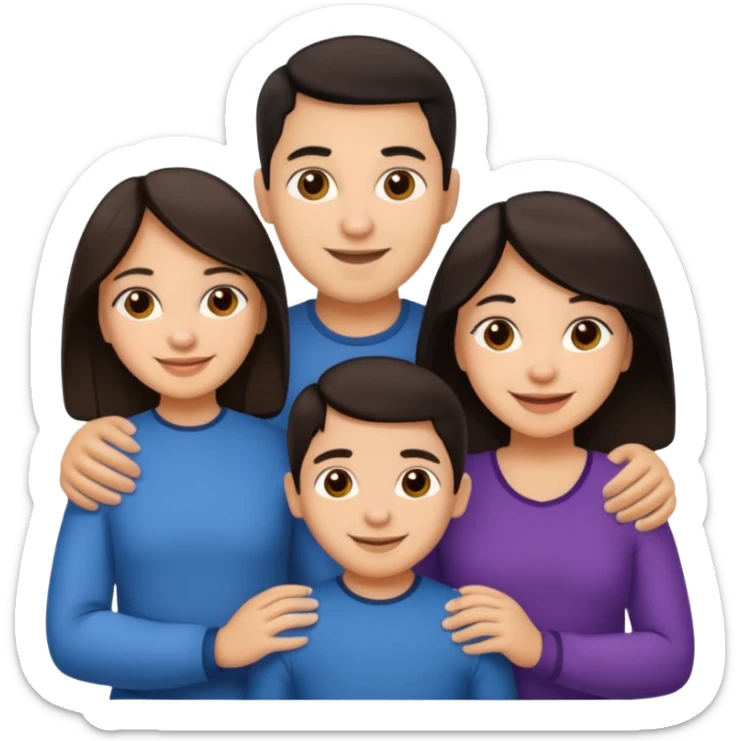 Light skin dark hair, Hispanic family of 6 sticker