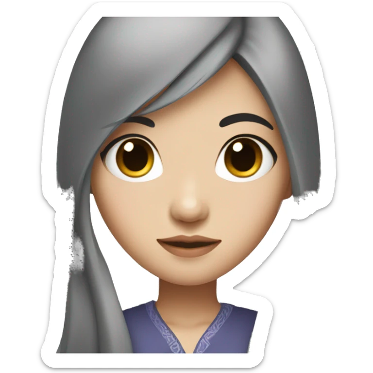 chinese girl with long black hair and dark brown eyes sticker