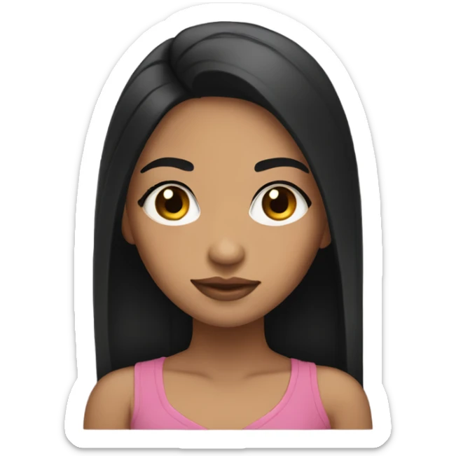 lightskin girl with long lashes and straight long black hair sticker