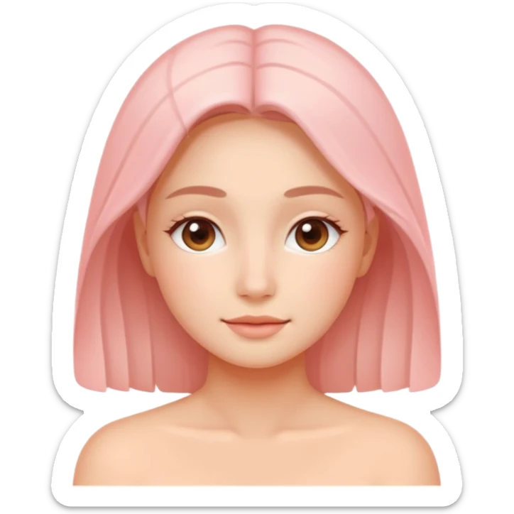 Minimal skincare emoji of a calm glowing face, soft blush tones, healthy radiant skin, minimalist style, gentle gradient, wellness aesthetic, no strong outlines, spa-inspired emoji. sticker