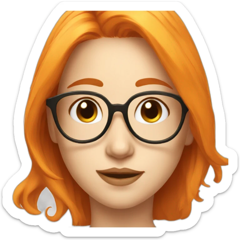 Beautiful girl with orange hair white skin and big golden glasses sticker