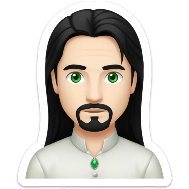 Kevin Richardson green eyes, black long hair, white outfit sticker