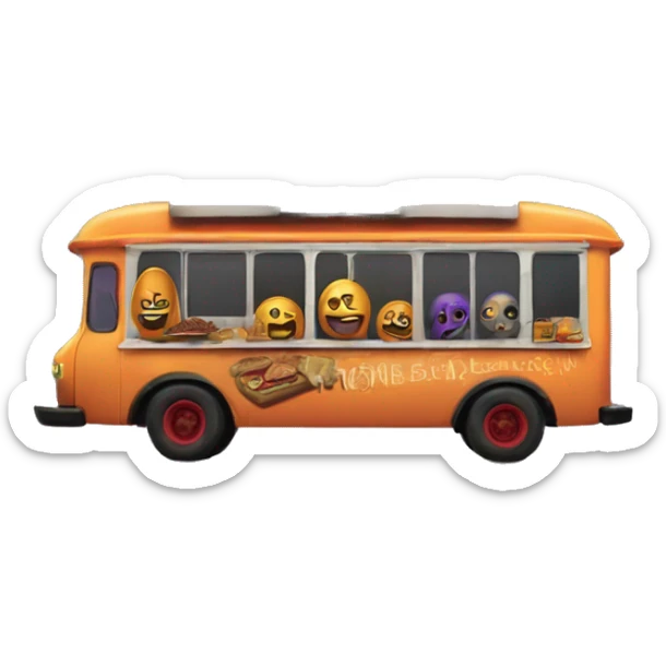 Double decker, wide angle,creepy,Addams haunted dream house on food truck  sticker