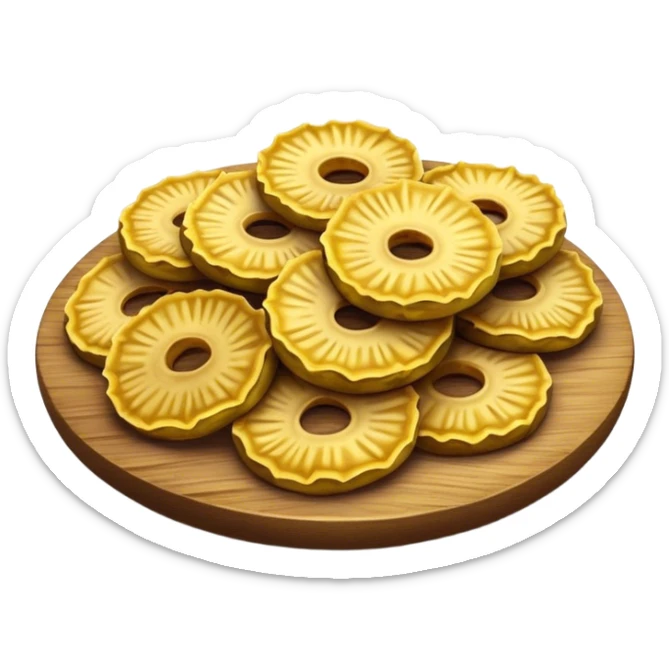 Patacones Cinematic Realistic Patacones Dish Emoji, depicted as crushed, crispy plantain discs, rendered with rich textures and dynamic, natural lighting. sticker