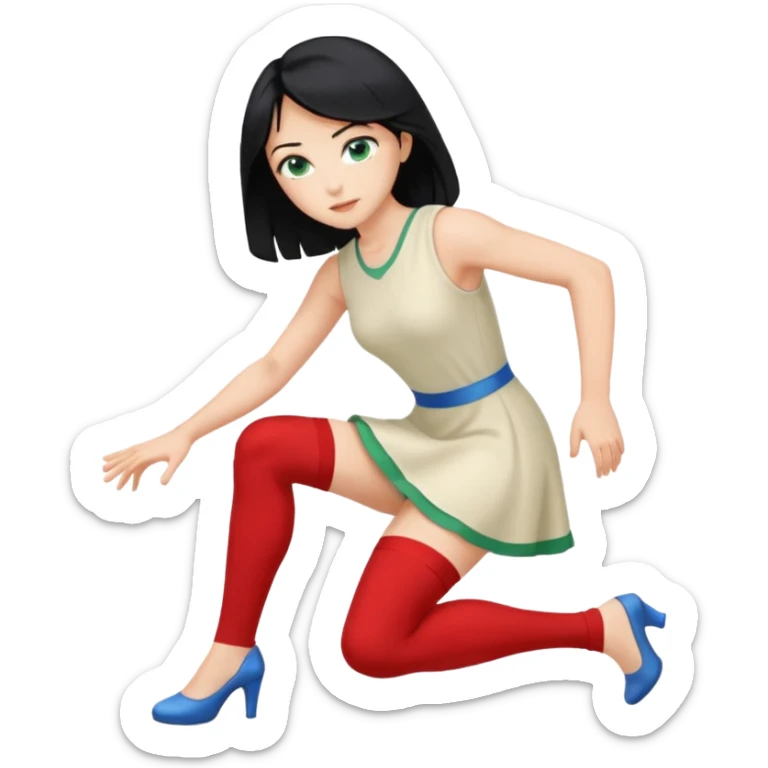 prince, black hair, blue eyes, garment, woman, blonde hair, green eyes, bending knee, sleveless white dress, sticker