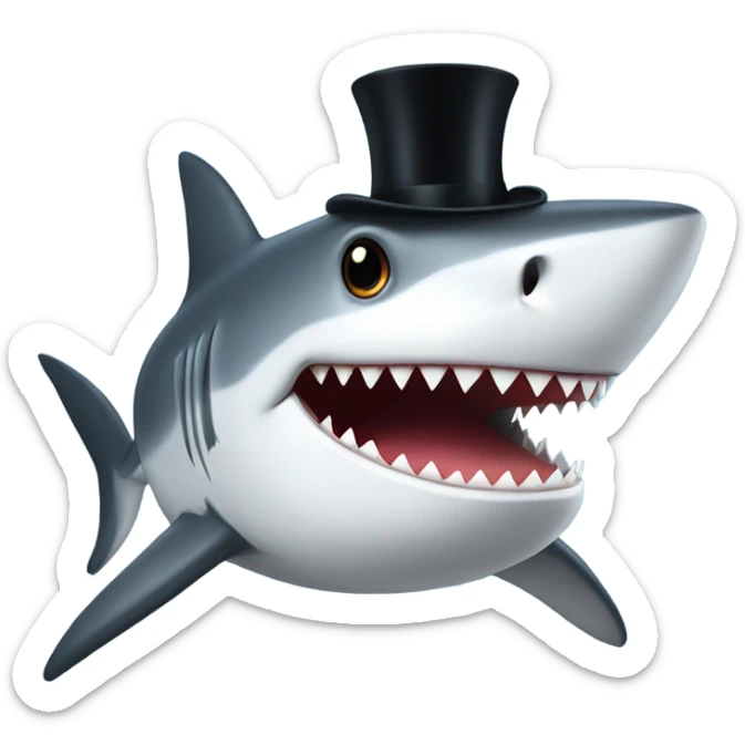 Shark with a top hat sticker