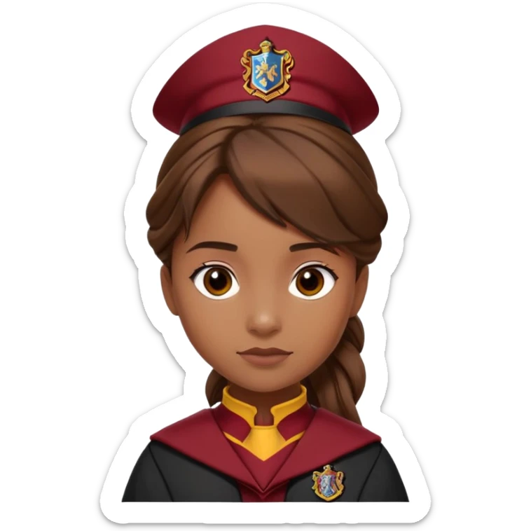 Angelina Johnson in harry potter, wear hogwarts gryfindor uniform, ponytail hair sticker