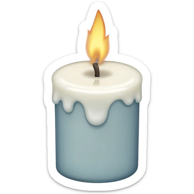 A simple emoji-style illustration of a candle with no flame, the wick slightly burnt, and a small amount of light smoke rising, minimal design, flat emoji look sticker
